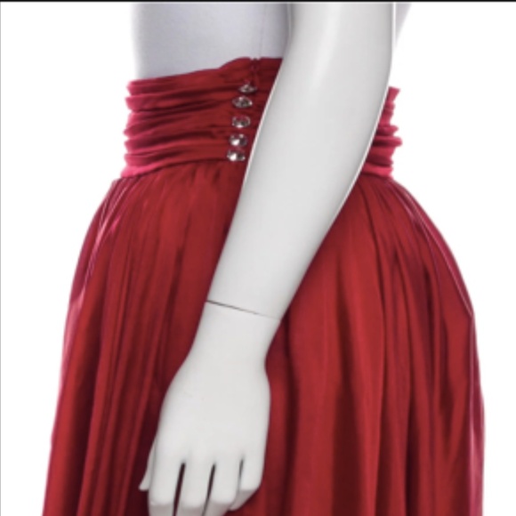 Alexandre Vauthier Red Featherweight 100% Silk Knee-Length Skirt * NEW * 65% OFF - Picture 4 of 8